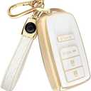 Lucrum Compatible with Acura Key Fob Cover & Leather Keychain, 4 Buttons Keyfob Case for MDX RDX RLX ILX TLX PLX (2014-2021)