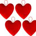 Valentines Day Decorations Valentines Red Heart Velvet Bows 4 pc 6 * 6 in Red Heart Hanging for Home Wall Door Hanger Decor Valentines Wedding Anniversary Birthday Party Supplies