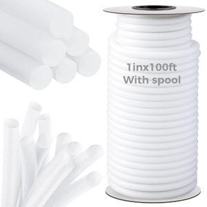 MotiMind 1 Inch x 100 ft Foam Backer Rod for Gaps Joints Concrete Crack Filler Caulk Saver Bulk Foam Backing Rod Concrete Filler Rope for Weather Stripping Door Seal (White)