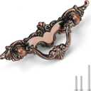 30 PackVintage Copper Floral Cabinet Pulls - Zinc Alloy Handles with 64mm (2.5") Hole Center, 112mm (4.4") Total Length - Antique Drawer Pulls for Kitchen Cabinets & Wardrobes