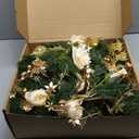 BLOSMON Christmas Garland with Lights for Decoration: 6ft Gold Lighted Garland for Mantle - Remote Timer 30 LEDs 8 Modes - Xmas Eucalyptus Ball Flower Garlands for Stairs Railing Table Outdoor Decor