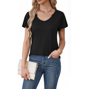 BKHOLL Womens Round Neck Short Sleeve T-Shirt Loose Fit Stretchy Soft Relaxed Casual Blouse Top 2 XL