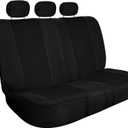 FH Group Back Seat Cloth Car Seat Cover - Universal Fit Rear Seat Covers for Cars with Rear Split Bench, Car Interior Accessories for SUV, Sedan, Van, Black