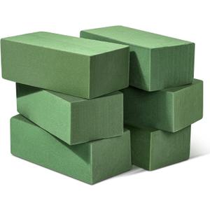 6 Pcs Floral Foam Blocks for Flower Arrangement (Larger Size 9 Lx4.3 Wx3 H) Wet and Dry Green Floral Foam for Wedding, Birthdays, Home Decorations