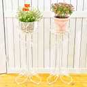 Sungmor Lightweight Metal Flower Pot Stands - 2 Pack 29.7 Inches Tall White Plant Stand - Rustproof Potted Plant Holder Container Support - Indoor & Outdoor Elegant Corner Decorative Display Rack