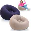 2 Pcs Small Bean Bag Chair Inflatable Chair Blow up Games Chairs Foldable Flocking Inflatable Sofa Portable Inflatable Chair for Living Room Bedroom(Brown, Blue)