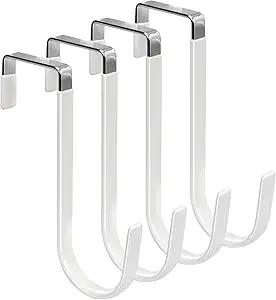 FYY Over the Door Hooks, Single-Hanger 4 Pack, Fits Doors 1 3/8" White
Heavy Duty Metal, Hold 20lbs, Rubber-Coated, No-Drilling, for Bathroom Dorm, Hanging Towels Clothes Hats Bags Coats Wreaths