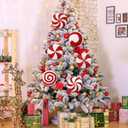 15.75'' Large Glitter Candy Christmas Decorations Giant Lollipop Candy Decorations with Sticks Red and White Peppermint Xmas Decor for Christmas Tree Ornaments Holiday, 6 Styles