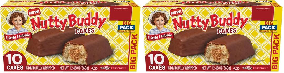 Little Debbie Nutty Buddy Cake Big Pack, 12.68 Oz Box (Pack of 2) (BB April 04 26)