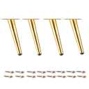 Osring 6 Inch Furniture Legs Gold Round Tapered Metal Table Leg, Slant Cabinet Furniture Feet Hardware for Coffee Table, 4 Pack