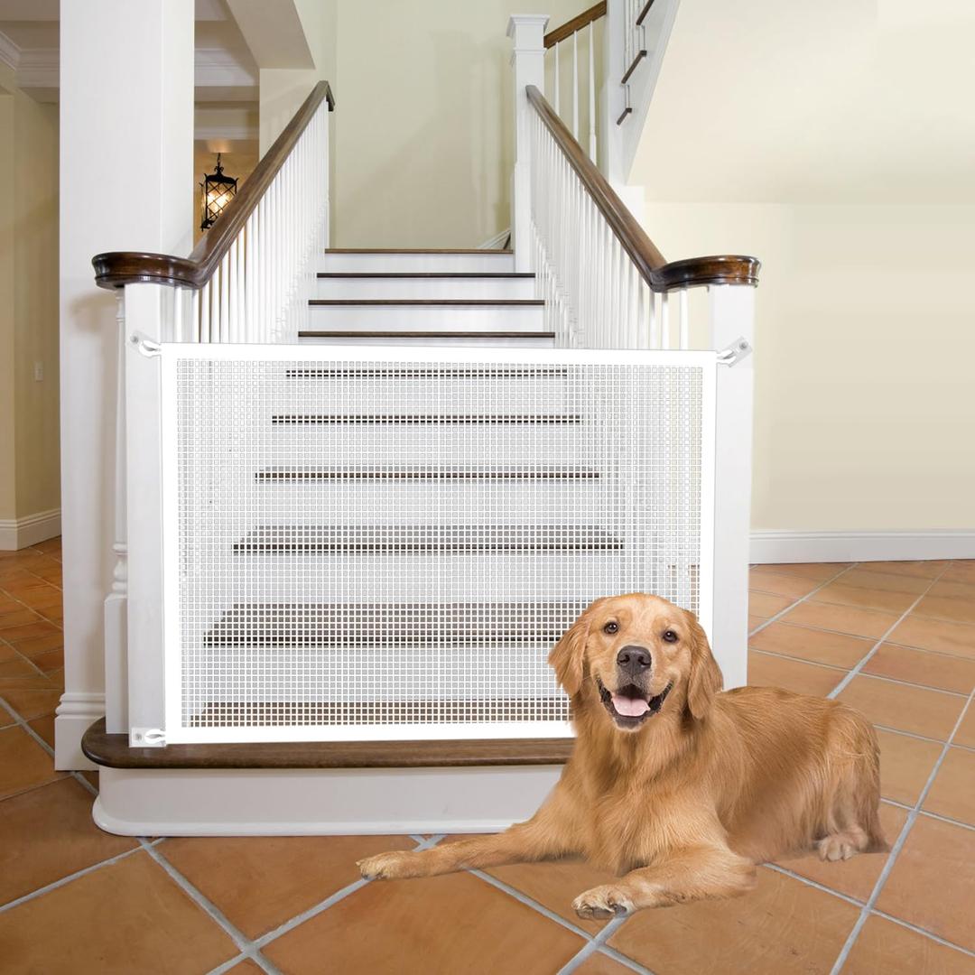Cupount Baby Gate for Stairs - Dog Gate Indoor Mesh Pet Gates for Doorways (White, 30" H x 45" W)