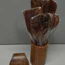 Mooues 9 Piece Natural Teak Wooden Kitchen Utensil Set with Spoon Rest - Comfort Grip Cooking Spoons and Utensils Holder