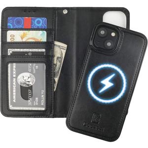 Bocasal for iPhone 14 Wallet Case Compatible with MagSafe Wireless Charging, RFID Blocking Magnetic Leather Case with Card Slots Holder Kickstand Detachable Wrist Strap, 6.1 Inch (Black)