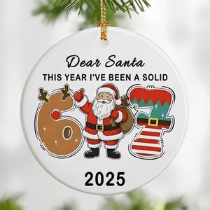 Funny Six Seven Christmas Ornament, 67 Meme, 6 7 Ornament, 6 7 Christmas Ornaments for Tree, Gen Alpha Xmas Gift, 67 Gifts Meme, Stocking Stuffers for Teens Pack of 3
