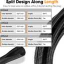 Wire Loom 3/8", 1/2", 3/4 Inch x 50 FT, Split Wire Loom Tubing Wire Conduit, Wire Protector Tubing, Cable Sleeves Bulk, Black