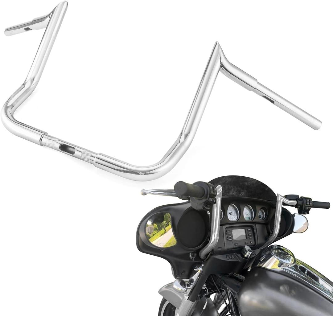 Mofun 10" Rise Handlebar Ape Hangers Bar Compatible with Harley Touring Street Glide Electra Glide FLHX FLHT Models 1986-2023 with Batwing Fairng, Ultra Limited 2024 Chrome