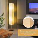 GyroVu Floor Lamp for Living Room, Color Temperature Adjustable Column Tall Lamp, Standing Lamp with Walnut Base Corner Floor Lamp for Bedroom, Office& Living Room-Beige(Bulbs Included)