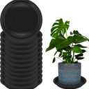 12 Pack 12 Inch Round Plant Saucers for Less 10 Inch Pot Indoors Outdoors Plant Trays for Pots Planter Saucer Plastic Drip Tray Planter Water Tray (Black, 12"(12pcs))