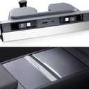 USB Hub for Tesla Model Y Juniper 2025 2026 Model 3 Highland 2024 2025 with Sliding Cover, 119W Dual Type-C Retractable Cables Multi Ports Fast Charger fit Center Console Docking Station