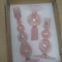 Hewory Glass Candlestick Holders Set: 3PCS Pink Candle Holder Taper Candle Holders Bulk, Crystal Ribbed Candle Sticks Holder Decor for Table Centerpiece Wedding Christmas Thanksgiving Dinner