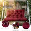Outdoor/Indoor Swing Replacement Cushion, 2 or 3 Seats Bench Cushions with Backrest, Thicken 4" Recliner Seat Pad for Garden/Patio, Waterproof Premium Tufted Cushion with Ties(Claret-60x40x4in)