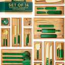 Grow Forward Bamboo Drawer Organizer Boxes - Set of 14 Wooden Drawer Organizers for Kitchen, Bathroom, Office, Desk, Vanity, Makeup - Non-Slip Junk Drawer Organizer Trays for Storage and Organization