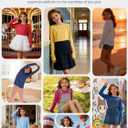 ZDC Girls Long Sleeve T Shirts Kids Crewneck Fall Winter Tops Basic Tees 5-14 Years (Black)