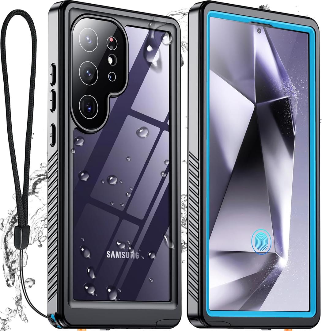 SPIDERCASE Upgraded for Samsung Galaxy S24 Ultra Case Waterproof,Built-in Screen & Camera Protection [12FT Military Shockproof] IP68 Underwater Cell Phone Case for Galaxy S24 Ultra,Blue