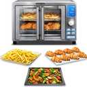 Gourmia Air Fryer French Door Toaster Oven - 6-Slice Capacity, LED Display with 14 Cooking Presets, Stainless Steel