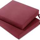Tromlycs Outdoor Chair Cushions Set of 2 Patio Pads for Furniture Waterproof 18.5x16 Inch Rectangle Seat with Ties, Burgundy Maroon (18.5" x 16" Rectangle 2Pcs)