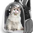 Vivicreate Large Cat Backpack Carrier for Travel and Hiking Transparent Pet Bubble Backpack for Cats up to 20lbs with Ventilation and Padded Straps Mochila para Gatos transportadora mascotas (Black)