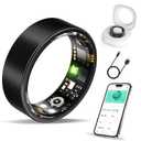 Govllfoz Smart Ring Health Tracker, Fitness Sleep and Heart Rate Monitor Smart Ring, Waterproof Bluetooth Fitness Tracker Ring IPX68 Waterproof (Black, 12)