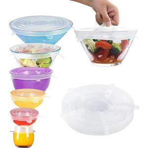 6pcs Silicone Stretch Lids Set, 6 Sizes, Reusable Food Storage Covers, Silicone Bowl CoversF, Lexible to Fit All Shape of Containers, Food Cover to Keep Food Fresh (Transparency)