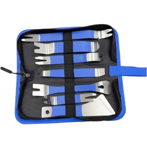 7Pcs Auto Trim Removal Tool Kit,Steel Car Repair Pry Plate Tools,Auto Fastener Remover Set for Panel, Audio, Dashboards, Window, Clip and Upholstery Removal