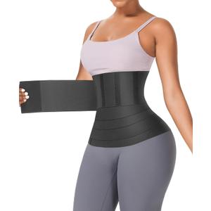 FeelinGirl Waist Trainer for Women Sauna Belt Tummy Wrap Plus Size (One Size-13.12 FT (fits waist 28.5-47.5IN ), A1-black)