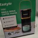 Tastyle Single Serve One Cup Coffee Maker, for K Cups and Grounds, Mini Coffee Maker with Portable Handle, 6 to 12 Oz Brew Size, for Travel, Camping, Office, RV and Dorm, 120V, Black and Gold