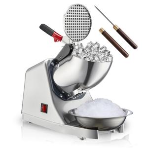 Electric Ice Shaver 300W Snow Cone Maker Machine 143lbs/hr Shaved Ice Machine Stainless Steel Kitchen Electric Ice Crush with a Free Ice Pick and Ice Cube Tray