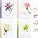 EACYART Sympathy Cards Assortment, Boxed Sympathy Cards with Stickers (Floral Design, 12 Cards and Envelopes)