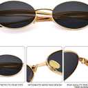 Retro Oval Small Sunglasses for Women Men - Trendy Vintage Gold Metal Sun Glasses (A1 Gold / Grey)