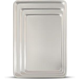 Baking Sheet Pan Set of 3, Commercial Quality Aluminum Cookie Sheets for Oven, Umite Chef Warp Resistant Baker's Half/Quarter/Jelly Roll Pans, Thick Cookie Tray Pans for Baking, Roasting