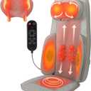 Shiatsu Neck and Back Massager with Heat - Full Back Walking Massager with Deep Kneading & Seat Cushion Vibration for Chair and Home, Pain Relief, Dual-Neck Detachable and Height Adjustment (Gray)