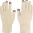 Winter Gloves For Women Touch Screen Cold Weather Thermal Warm Wool Lined Soft Knit For Sports Outdoor Daily Work (One Size, Beige)