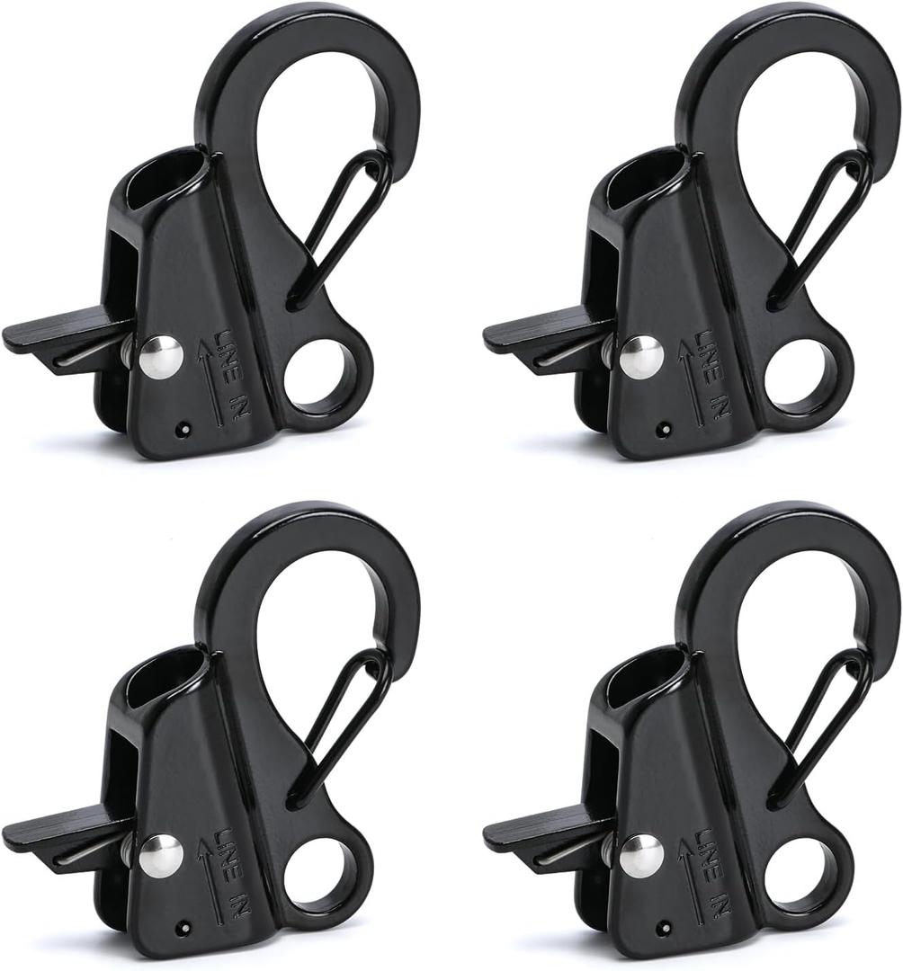 Black Stainless Steel Adjustable Line Length Sliding Rope Hook Boat Yacht Quick Release Clip Boat Bumper for Boat Docking