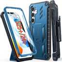 FNTCASE for Samsung Galaxy S25-Plus Case: Military Grade Rugged Cell Phone Cover with Kickstand & Belt Clip Holster | Shockproof TPU Protection Bumper Design for Samsung S24 Plus Cases (Blue)