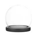 M METERXITY Cloche Glass Dome, D4.7In Ball Jar with Wooden Base for DIY Snow Globes/Small Plants/Flowers/Candles/Models/Souvenirs, Glass Display Case [Black]
