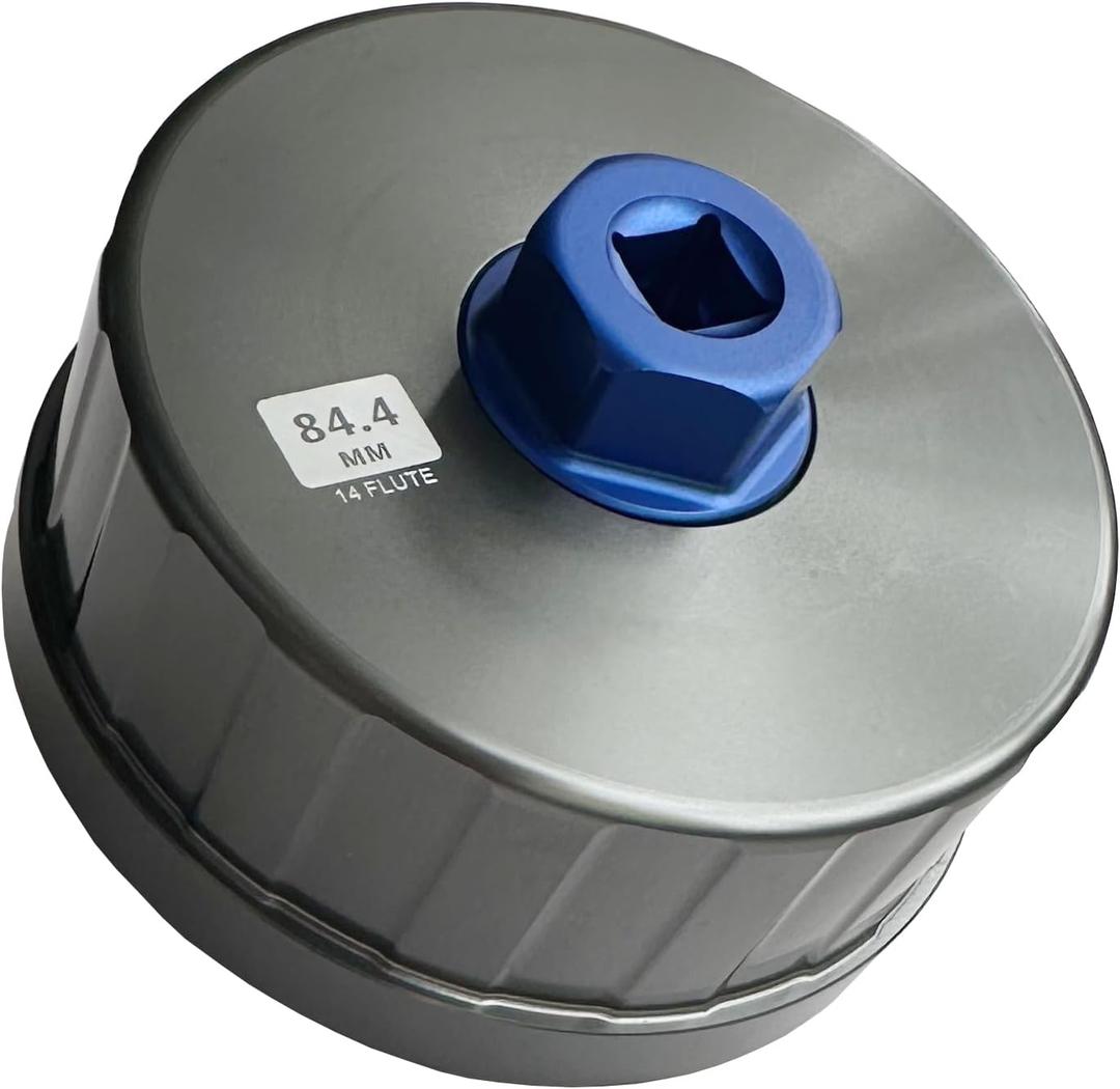 TIWAN Precision CNC Machined Aluminum Oil Filter Wrench, 84mm 14-Slot Oil Filter Cap Removal Tool Compatible with Mercedes, Dodge, Jeep
