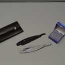 Straight Razors For Men 100 GTEX Barber Razor Blades - 2 Professional Single Blade Razors for Men Navajas Para Barbero Straight Edge Razor Barber Beard Razor Shavette Shaving Razor Kit (Silver and Black)