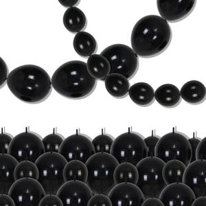 Black Linking Balloons, 120PCS Linked Balloon with Tail for Balloon Wall Arch and Chains, Quick Linkable Balloons for Wedding Birthday Baby Shower Engagement Graduation Party Decorations (6+10inch)