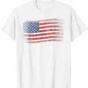 American Flag 4th of July Vintage USA Flag Patriotic T-Shirt (Small)