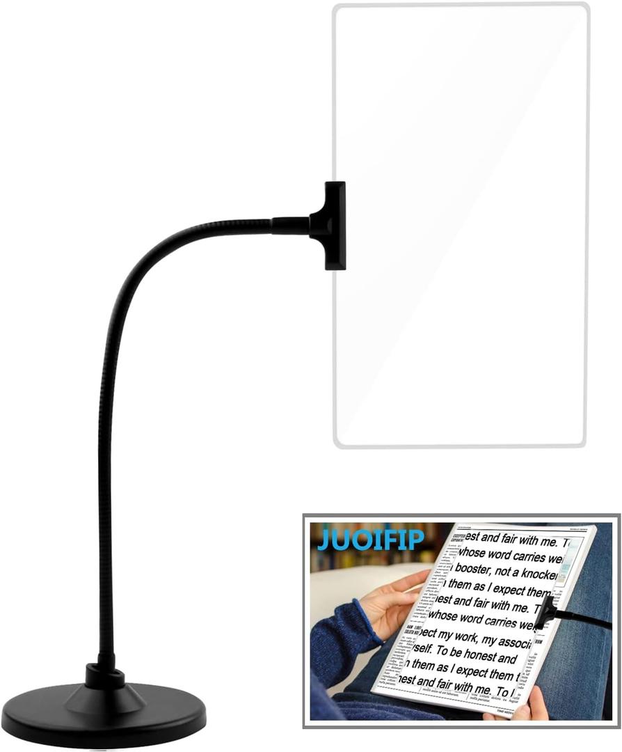 Magnifying Glass with Stand, 10"x6" Flexible Gooseneck Magnifying, Large Page Magnifier for Reading Small Prints & Low Vision Seniors with Aging Eyes